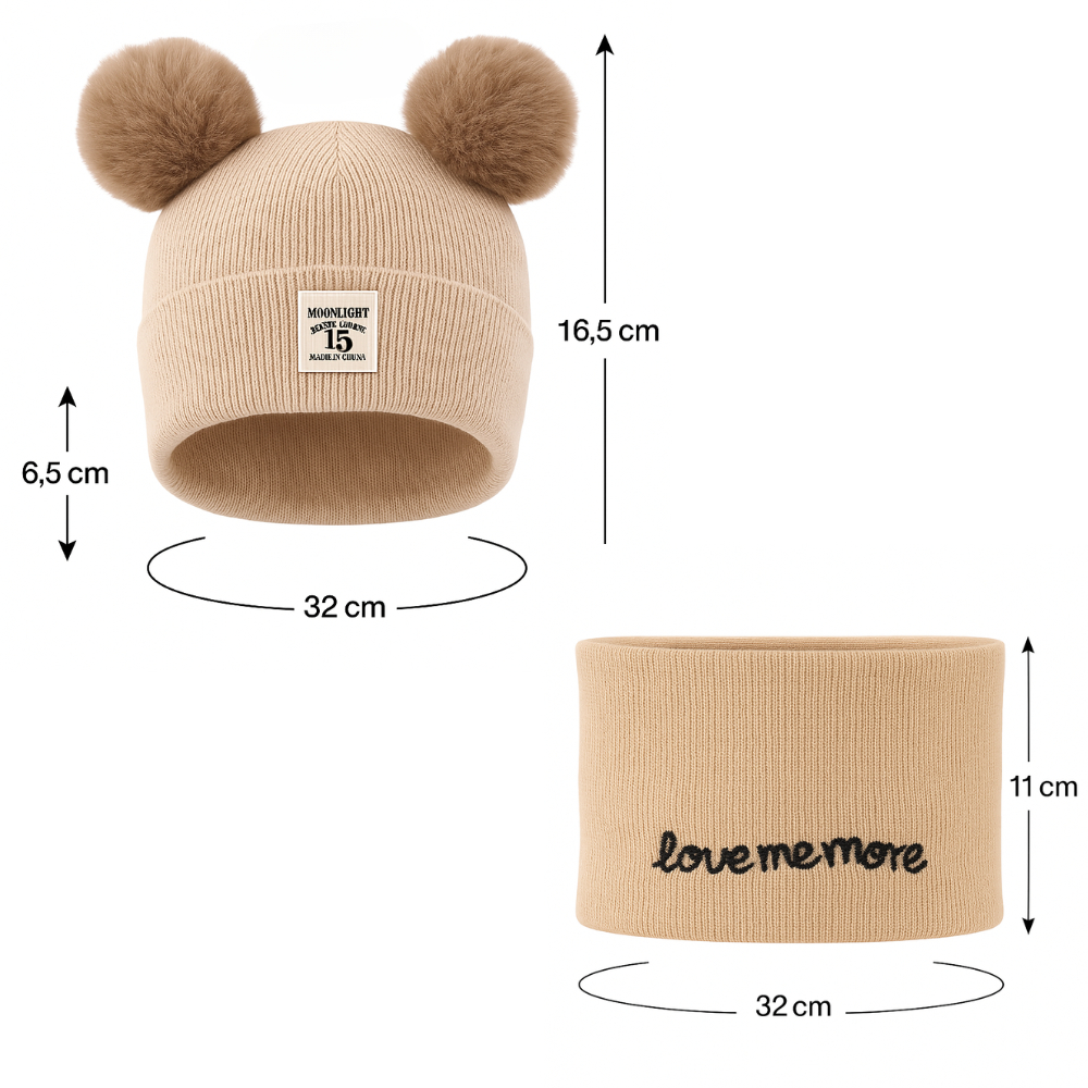 Conjunto Touca e Cachecol Bebê Menino e Menina 0-24 meses Super Macio 100% Algodão