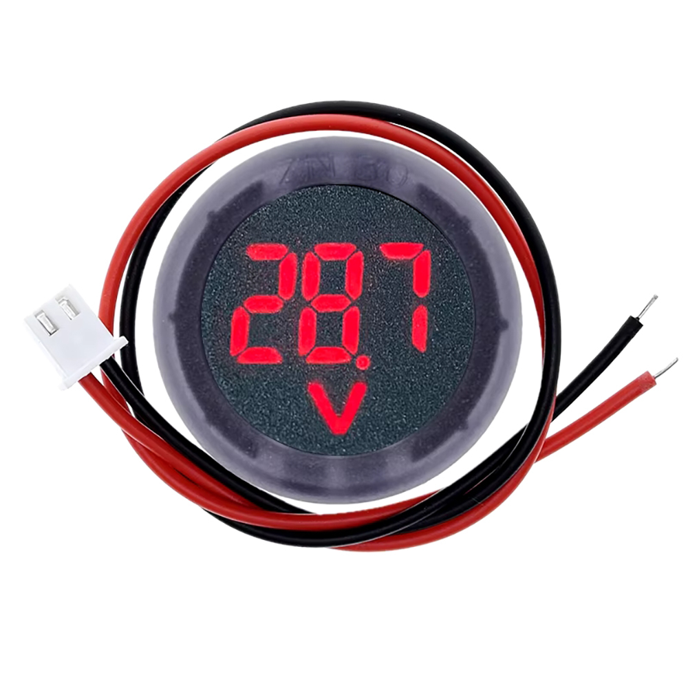 Voltímetro Digital Vermelho 12v Redondo Dc 4-100v Painel Som