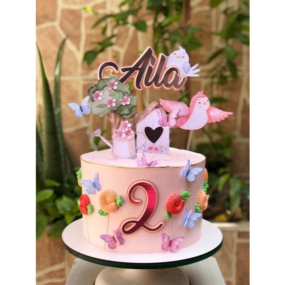 Topo de bolo jardim encantado, personalizado, aniversario,  mêsversario
