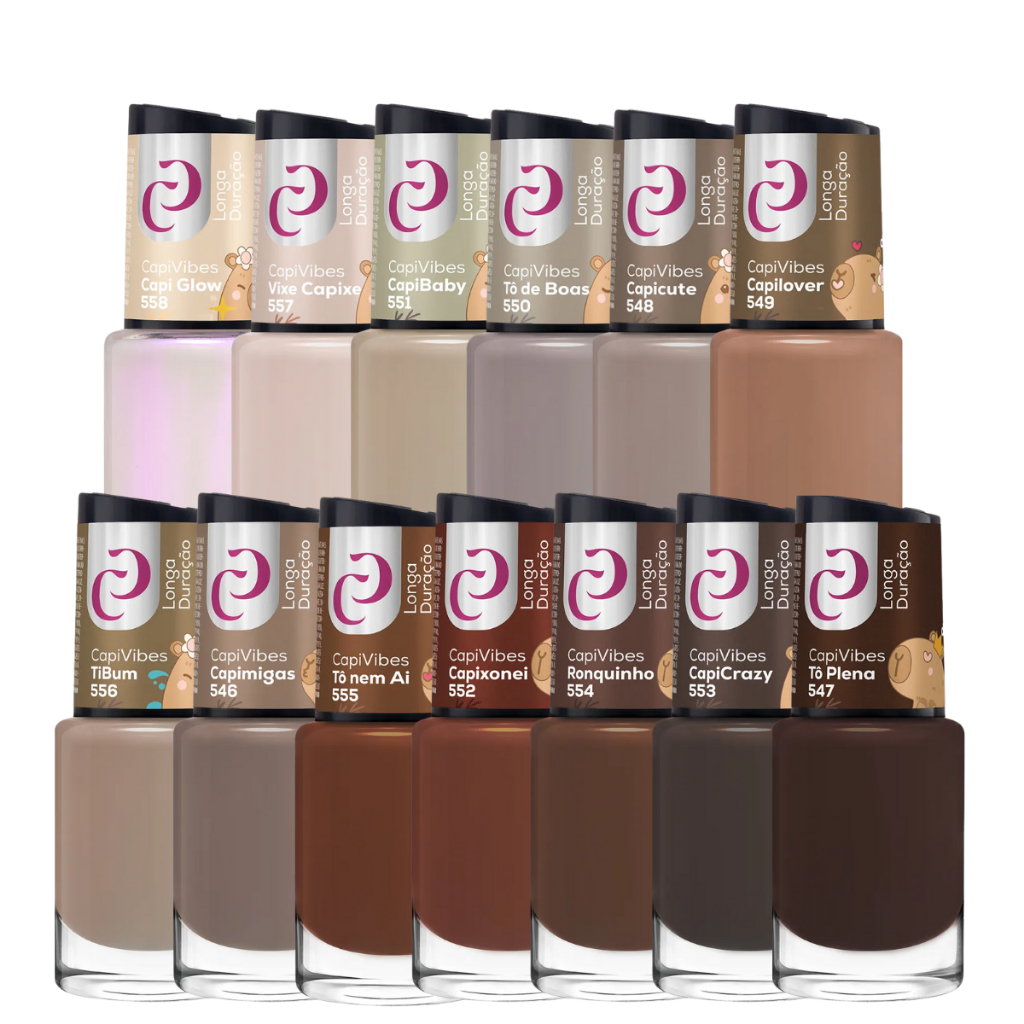 Kit 13 Esmaltes Cora Capivibes Coleção Completa Tons Nude A Cor Da Moda Bege Marrom Lançam...