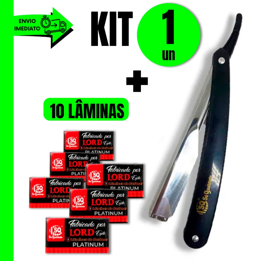 Kit Navalha Profissional na cor Preto para Sua Barbearia ou Sua Casa