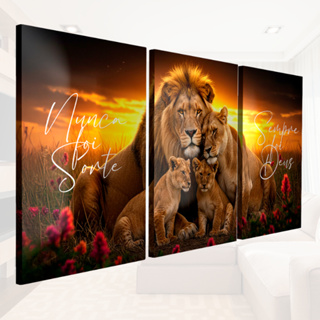 KIT QUADRO DECORATIVO FAMILIA DE LEÃO NUNCA FOI SORTE RELIGIOSO PAREDE QUARTO SALA PROMOÇÃO em Oferta na Shopee