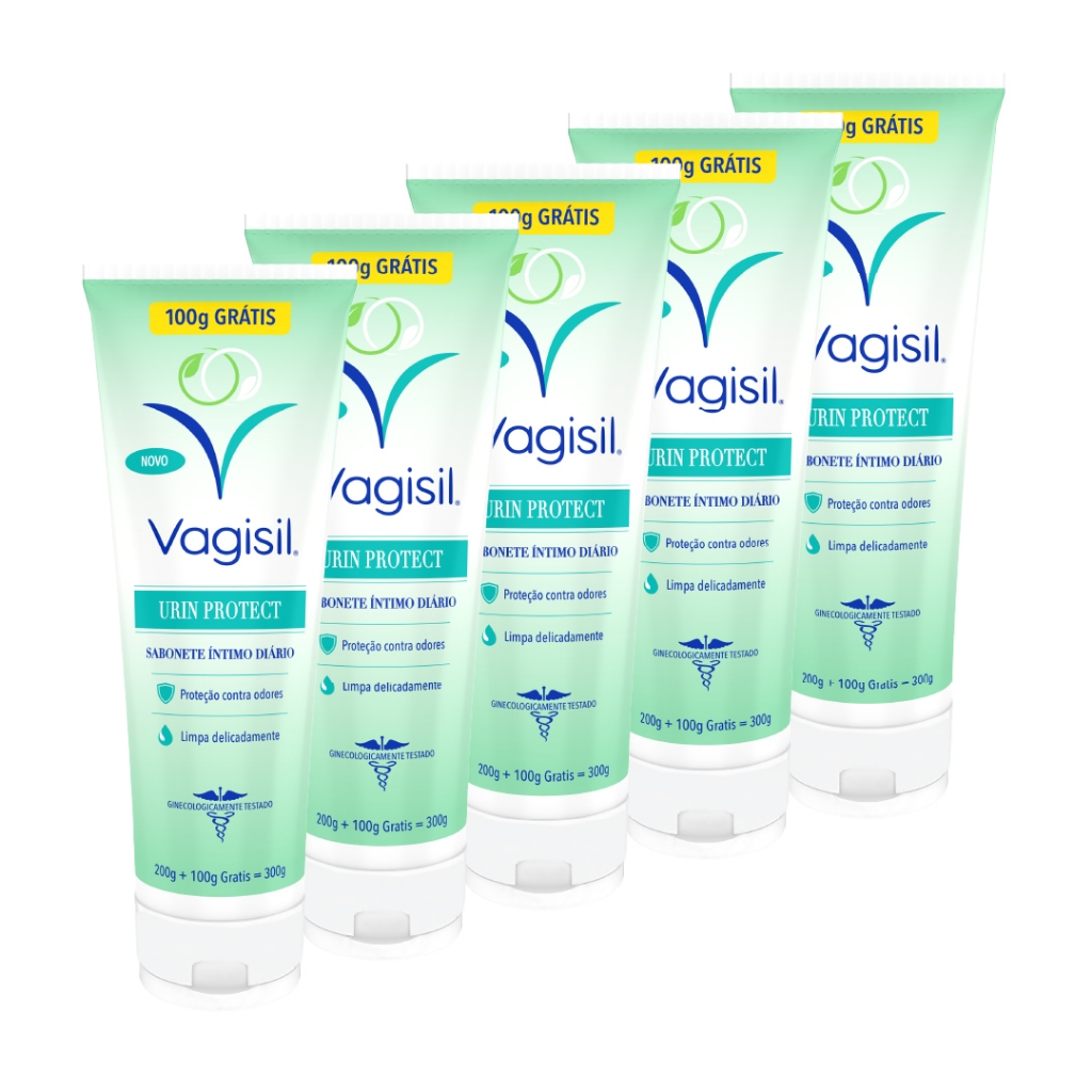 Kit 5x Vagisil Sabonete Líquido Íntimo Urin Protect 200 + 100g Grátis