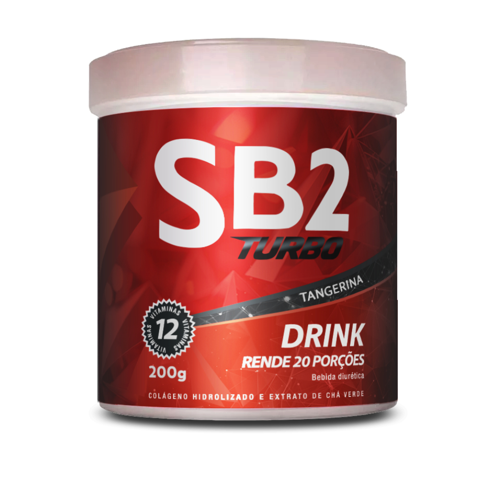 SB2 Turbo Drink Tangerina - 200g - Colágeno Hidrolisado | Chá Verde | 12 Vitaminas