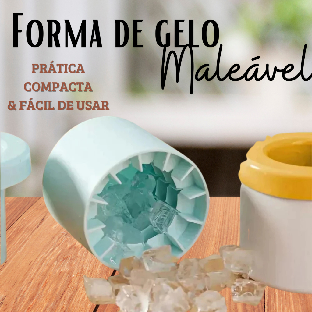 Forma de Gelo Maleável Ice Bucket Silicone | Prática, Compacta e Fácil de Usar