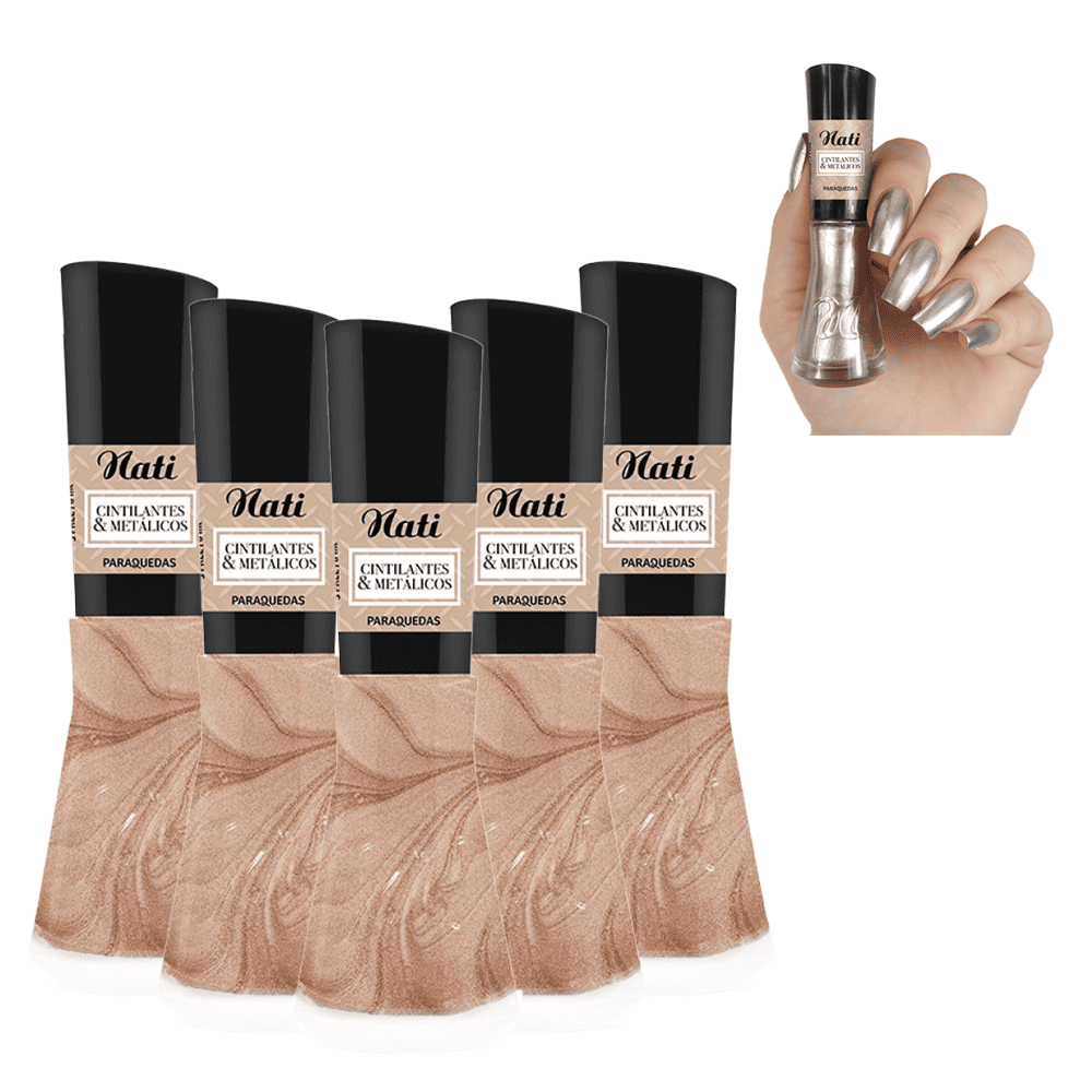 Kit 5 Esmaltes Coleção Cintilantes Cor Paraquedas Nati em Oferta na Shopee