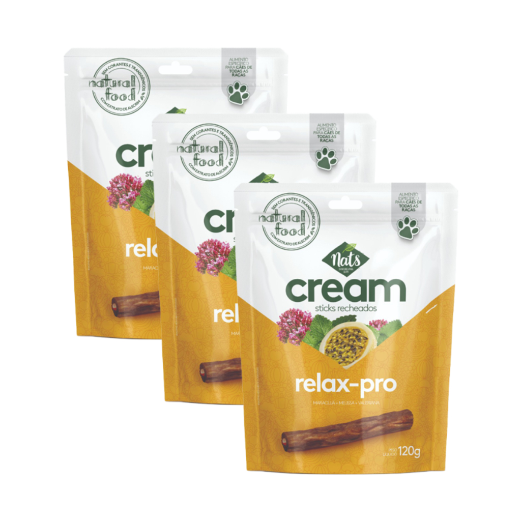 Kit 3 Bifinho Recheado Cream Relax-Pro Nats Cães 120g Cada