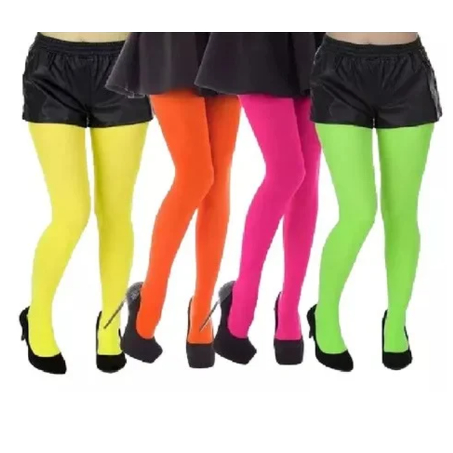 Meia Calça Neon Festa luz negra , Carnaval, Bloquinho menor preço laranja verde vermelho amarela em Oferta na Shopee