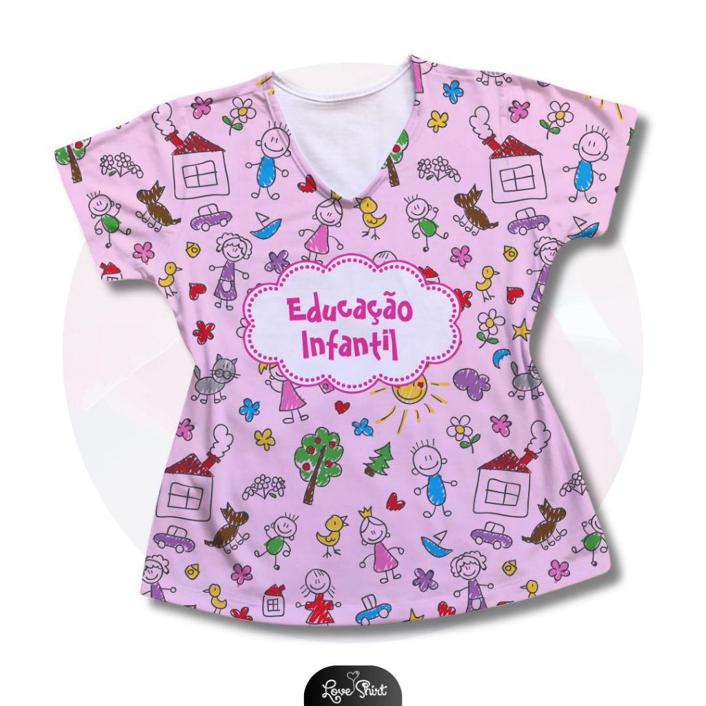 Camisa Profissão Educação Infantil/ROSA/AZUL/BRANCA em Oferta na Shopee
