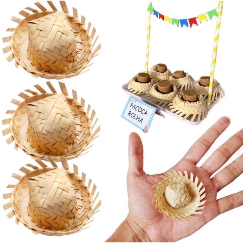 10 Mini Chapéus de Palha para Festa Junina  Enfeite Lembrancinha.