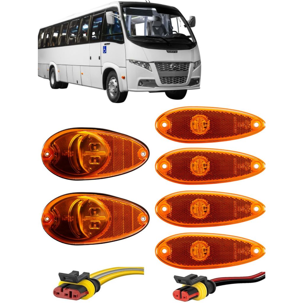 Kit Lanterna Seta Lateral Ônibus Micro Onibus Volare Neobus Thander Led 12vts