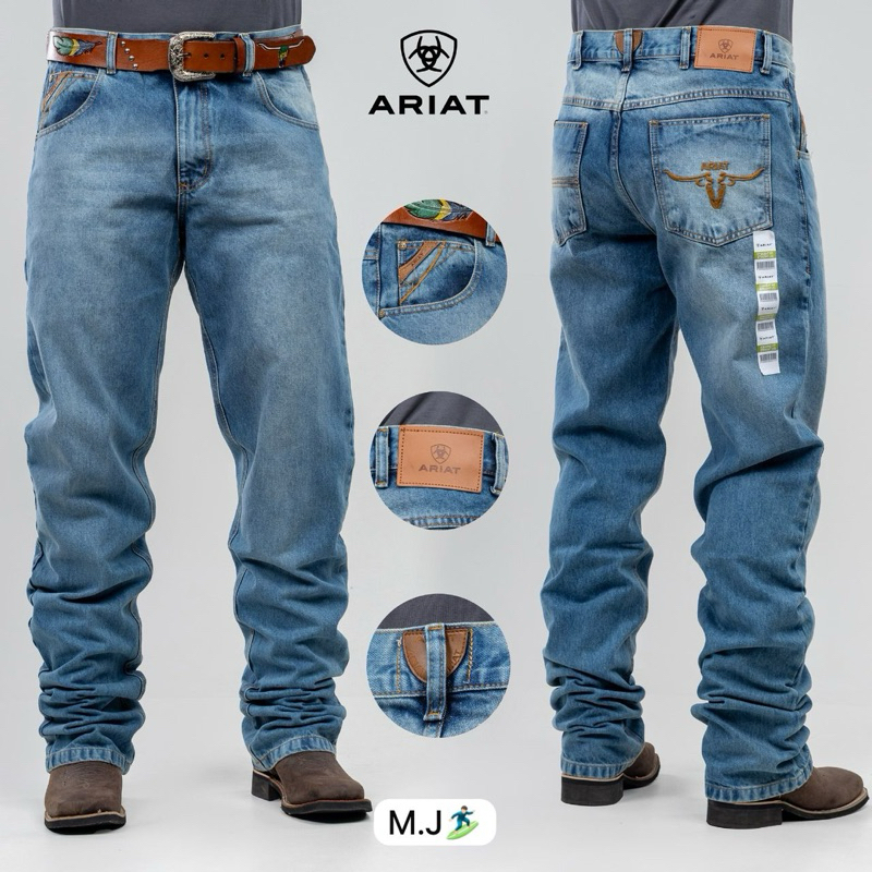 Calça country ariat rodeio Américana laço cowboy cut Ariat yellow stone jeans em Oferta na Shopee