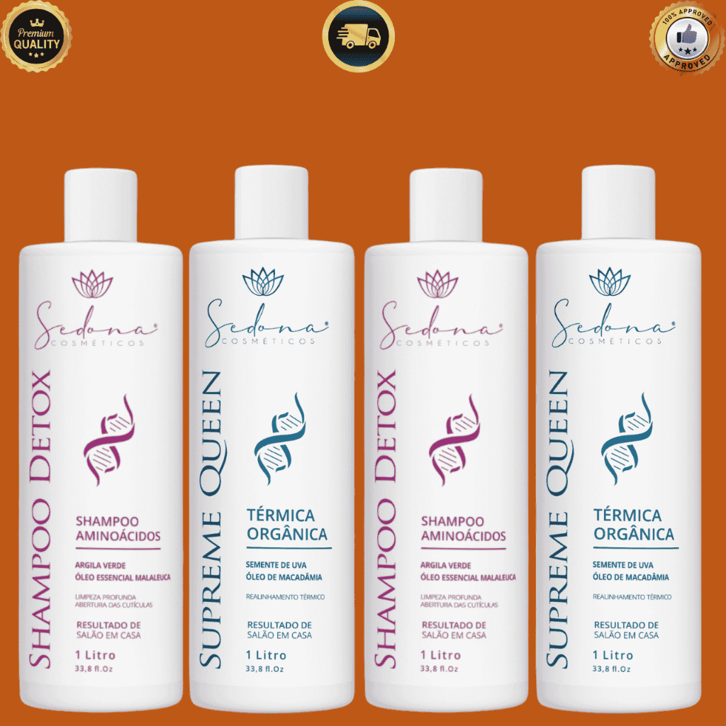 KIT Progressiva Orgânica zero formol 1L Liso Brilho Natural E Shampoo Detox 1 litro liso imediato