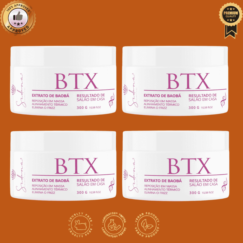 KIT4 BTX Capilar Profissional Orgânica Sem Formol 300g, tratamento capilar primeira aplicação Terapia