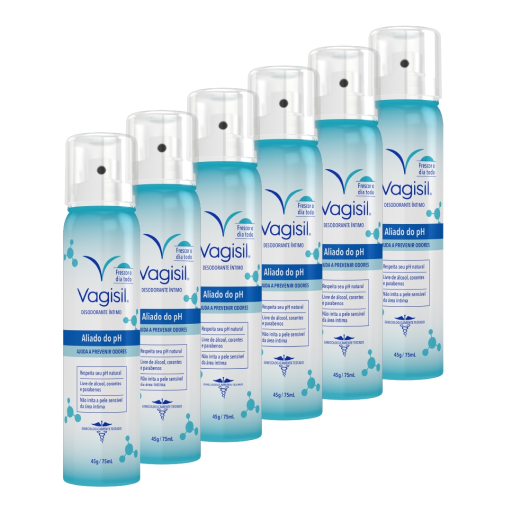 Kit 6x Vagisil Desodorante Íntimo PH Equilíbrio 75ml