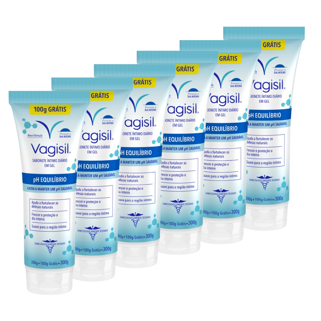 Kit 6x Vagisil Sabonete Líquido Íntimo PH Equilíbrio 200 + 100g Grátis em Oferta na Shopee