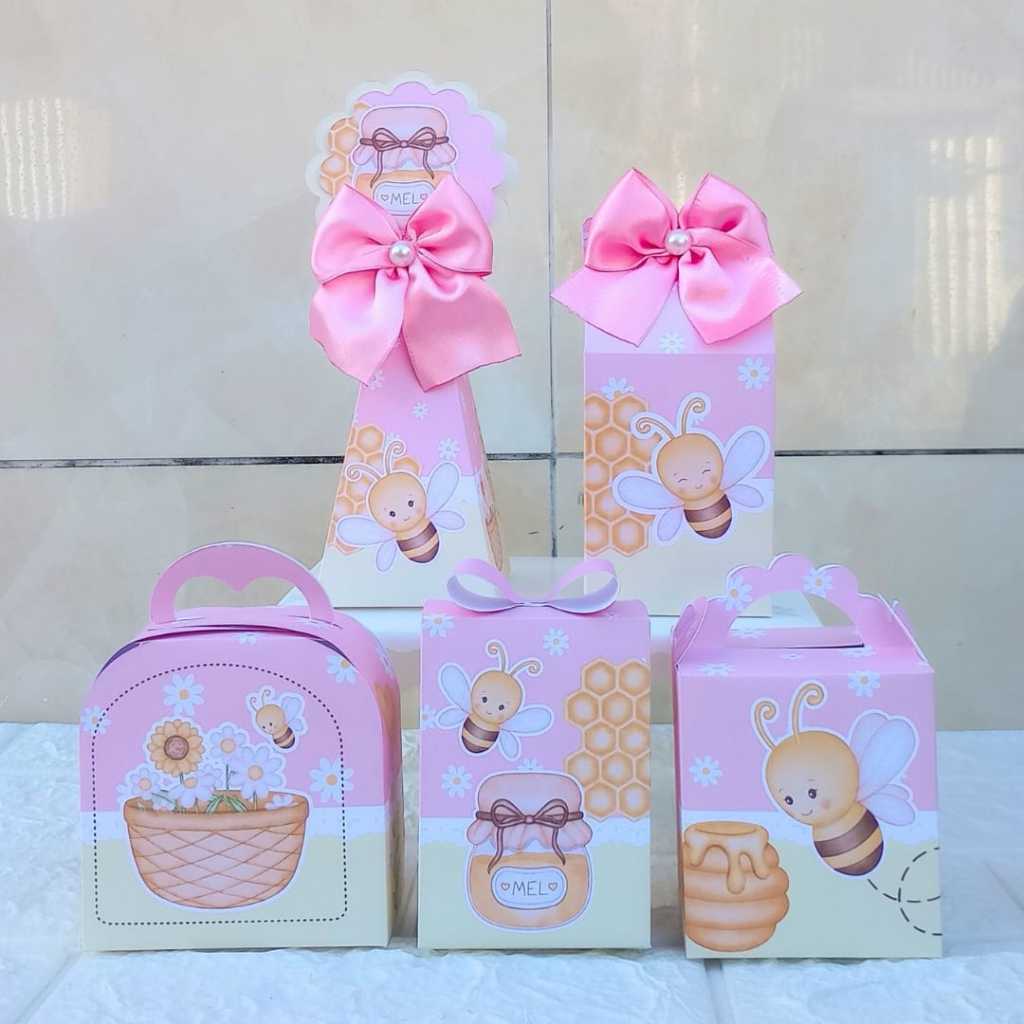 PEGUE E MONTE Kit Personalizados ABELHINHA ROSA Lembrancinha Festa Aniversário