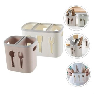 Porta Talheres Pia Escorredor Utensílios Plástico Organizador Porta Utensílios Vazado Cozinha 3 Divisórias Portátil