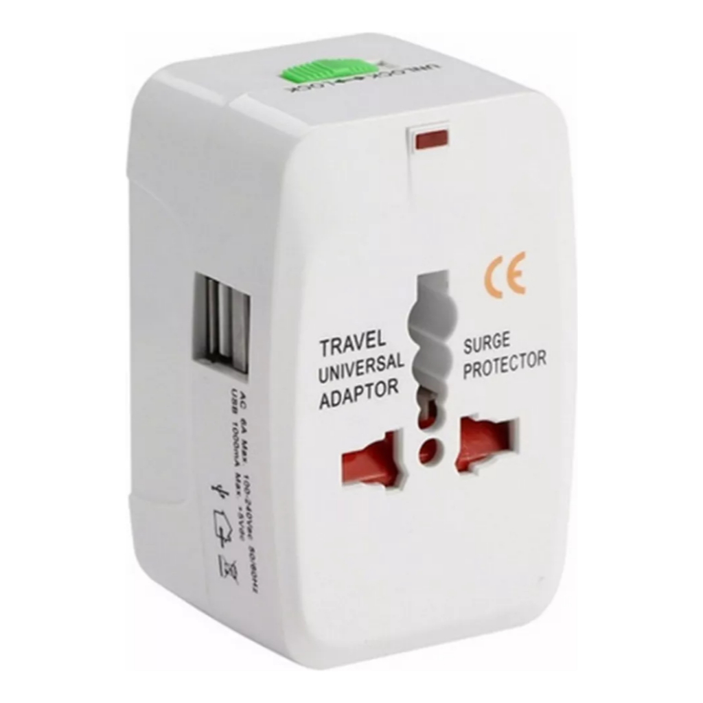 Adaptador Universal Tomada Viagem Usb 1000ma Europa Eua Ásia
