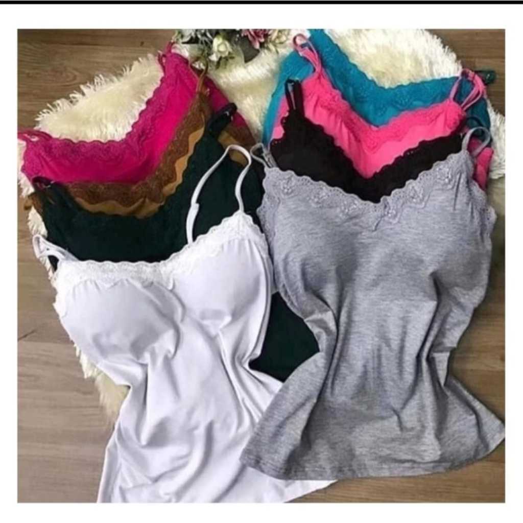 kit 2 Regatas Feminina Blusinha Com Bojo Alcinha com ajuste regulável e Renda temos GG - ENVIO IMEDIATO