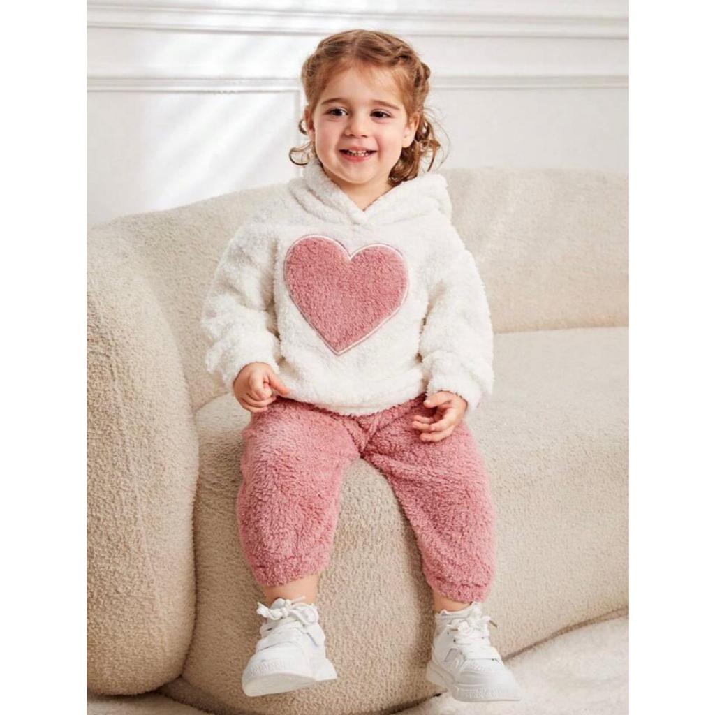 Roupa Conjunto com Capuz Infantil para Inverno Tecido Soft Microfibra em Oferta na Shopee