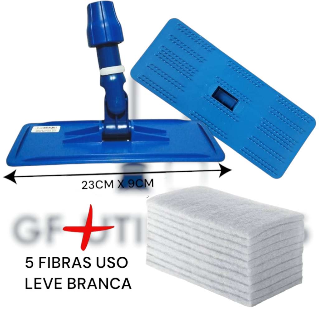 Kit Suporte Limpa Tudo Mop Pega Fibra + 5 fibra para Limpeza Leve