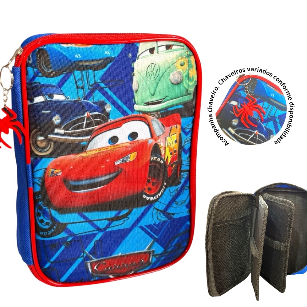 ESTOJO BOX ESCOLAR CARROS MCQUEEN ESTOJO BOX CARROS RELAMPAGO MCQUEEN ORGANIZADOR ESCOLAR INFANTIL MENINO