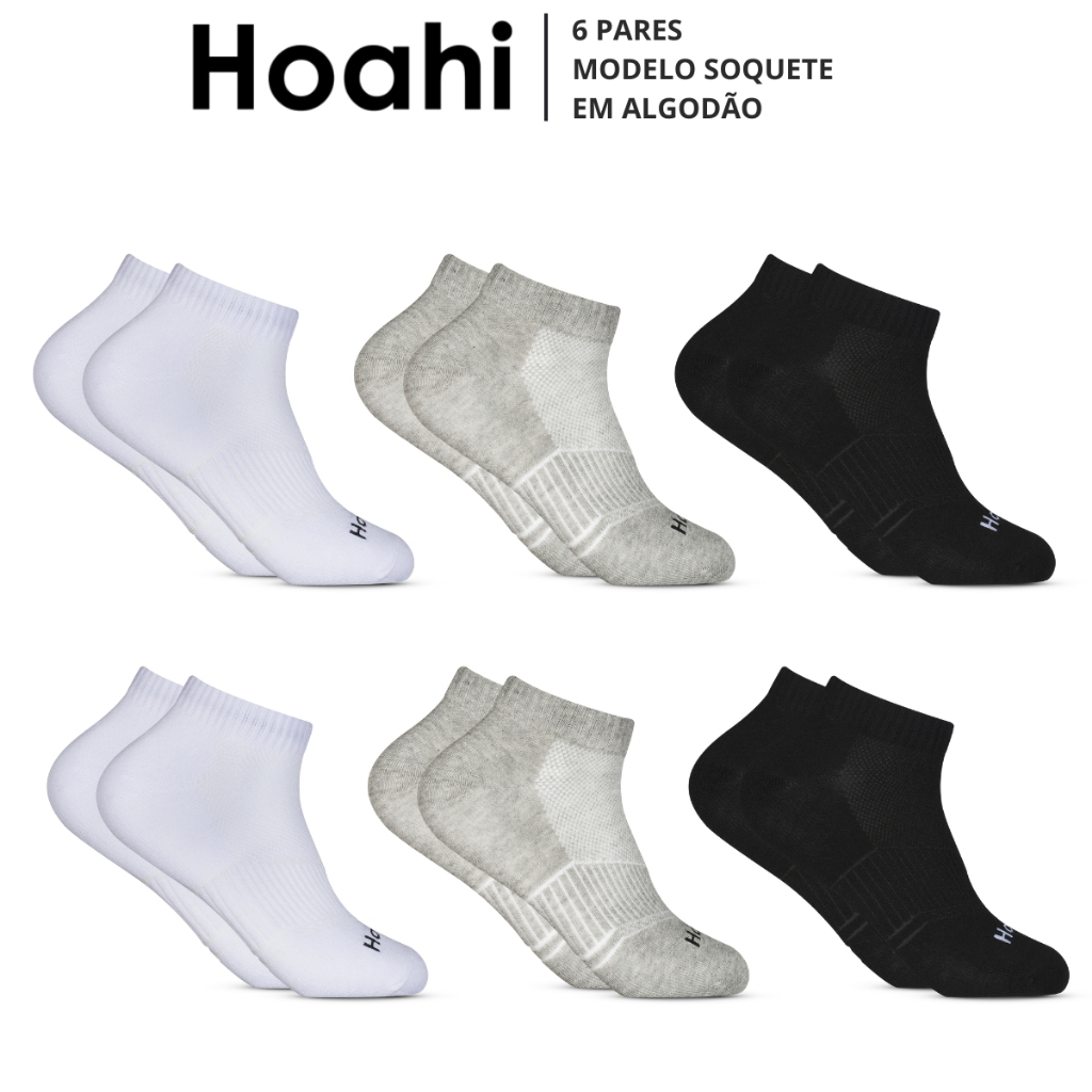 Kit 6 Pares Meias Hoahi Soquete Cano Curto Baixo Algodão Original