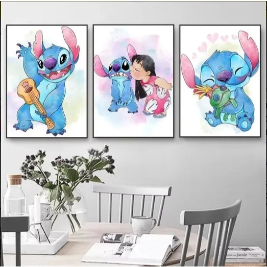Quadro Decorativo Stitch Disney Lilo Personagem Azul Alien Fofura Havaí Infância