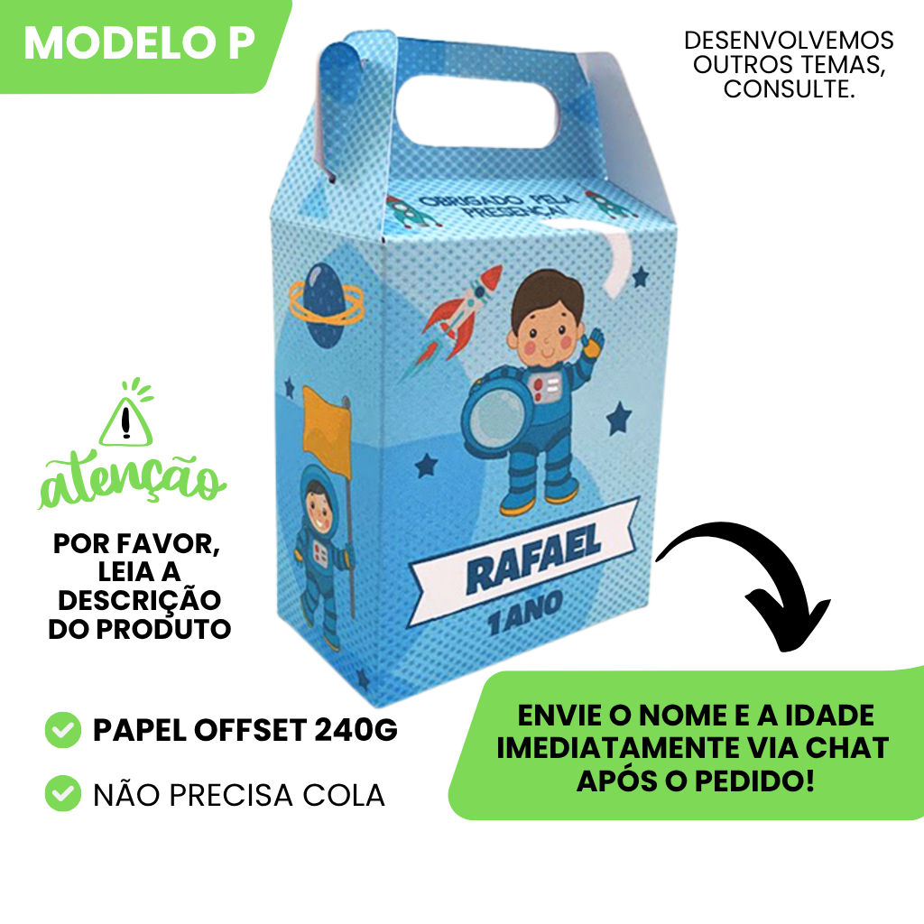 Kit Caixinha Surpresa Personalizada - Astronauta Baby Aniversario Lembrancinha (NOVO MODELO)