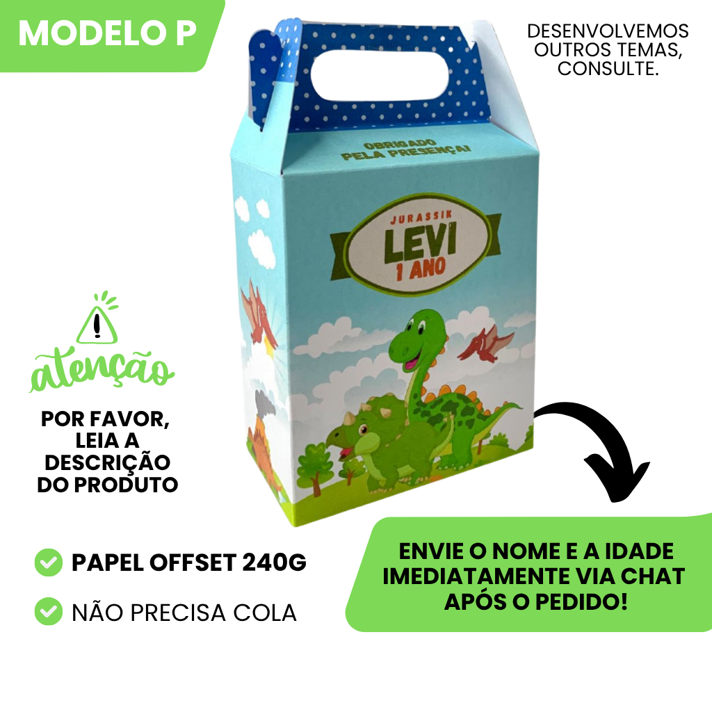 Kit Caixinha Maletinha Surpresa Personalizada Dino Baby Lembrancinha Aniversario Infantil