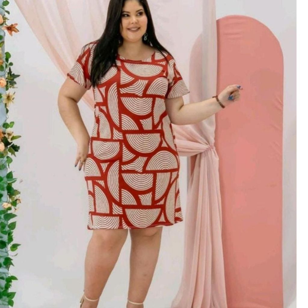 KIT 3 OU 1 VESTIDO PLUS FEMININO CURTO TECIDO MALHA LIGHT COM MANGA ESTAMPAS VARIADAS em Oferta na Shopee