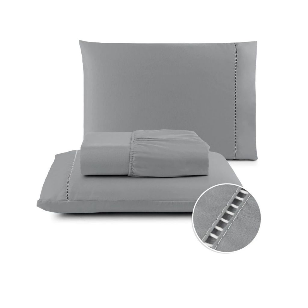 Kit Jogo de Lençol 3 Peças Extra Macio Casal Queen Solteiro 400 Fios Micropercal Com Ponto Palito