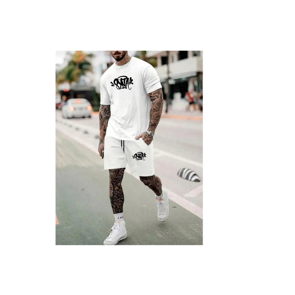 Conjunto Masculino Syna Camiseta Streetwear Masculina + Bermuda Tectel Estampada Kit