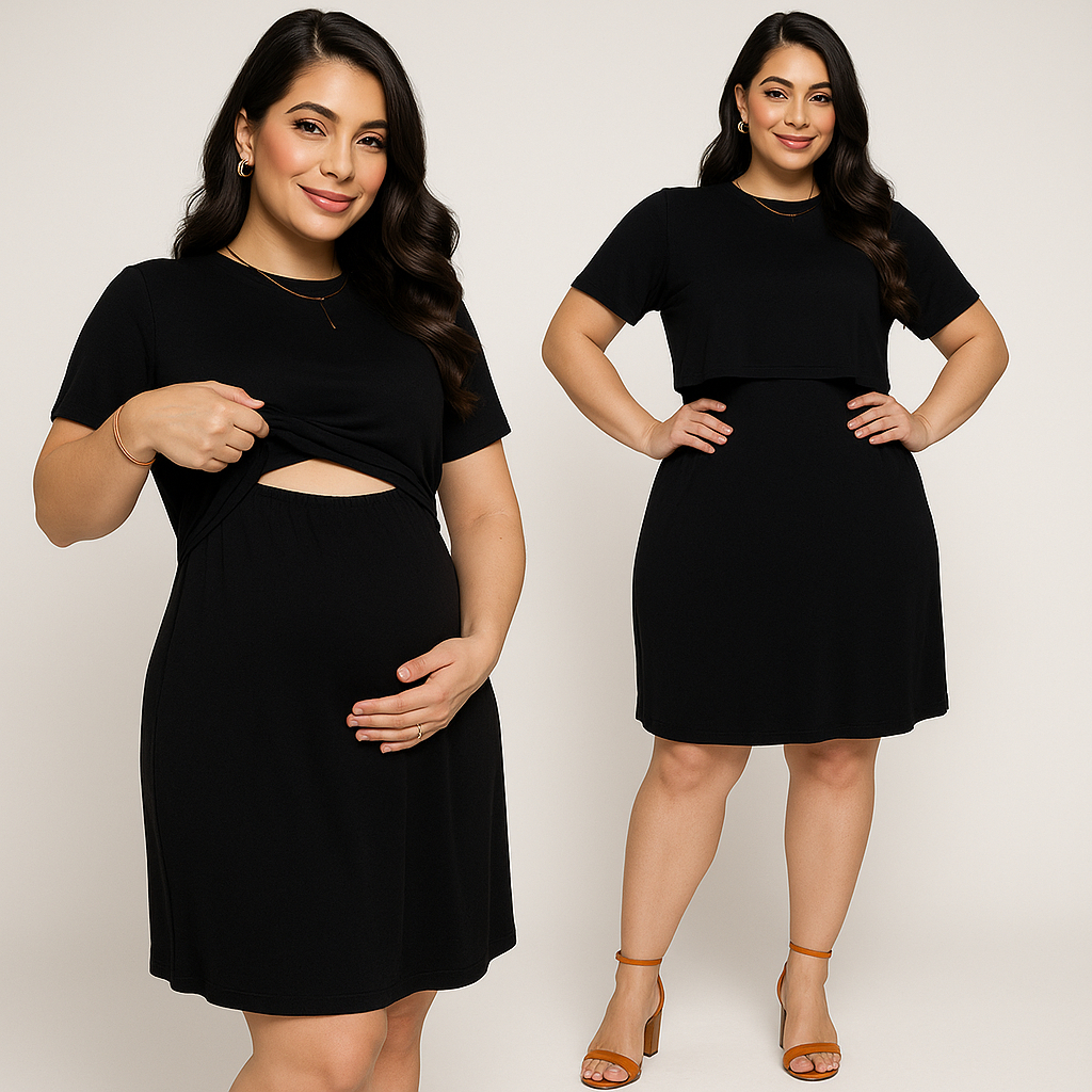 Vestido Gestante Amamentação Grávida Soltinho Elegante Feminino Pós Parto Mamãe Casual