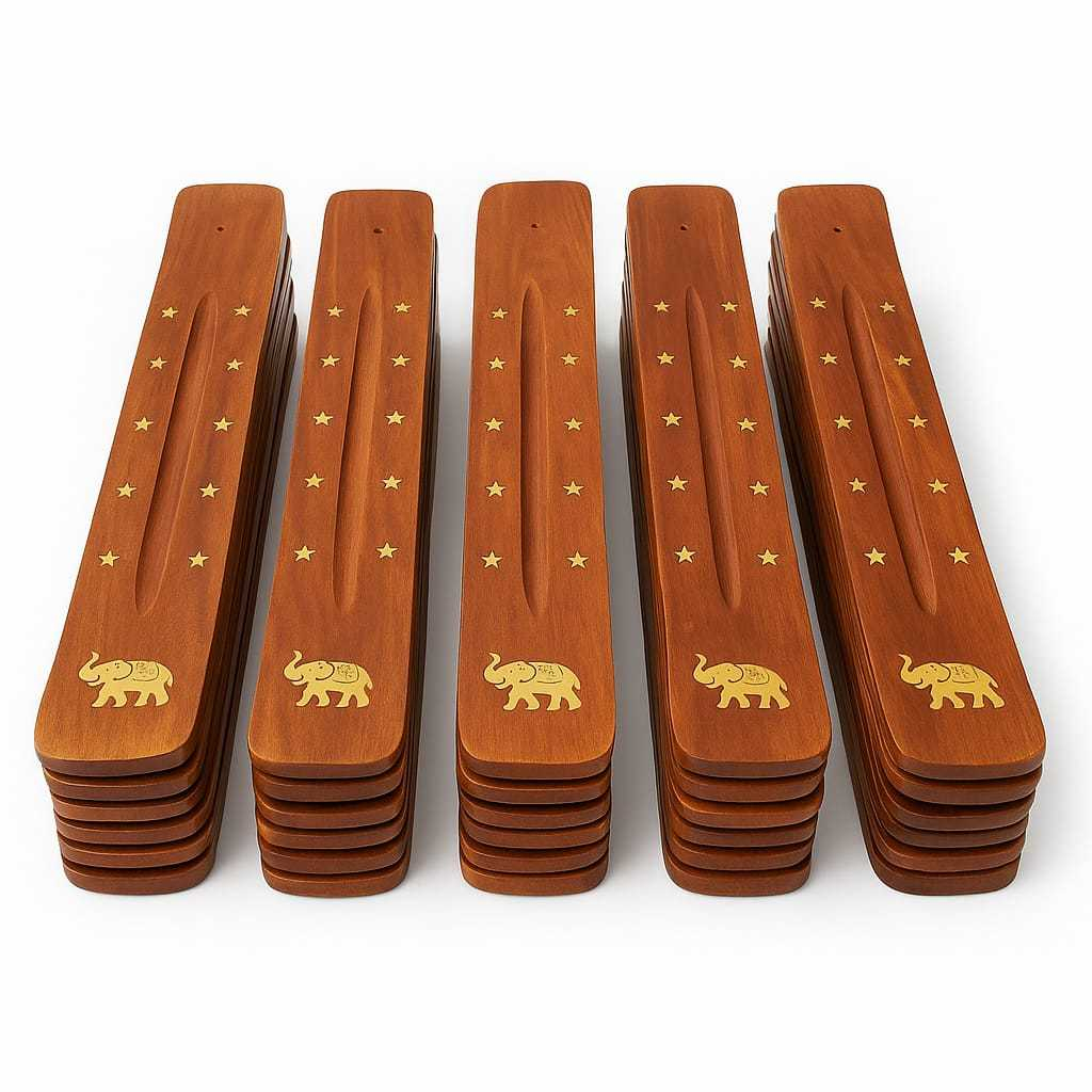 Imagem Kit 3 Incensário Porta Incenso  Régua de Madeira Indiano Rústico | Artesanal | Ideal para Meditação e Aromaterapia