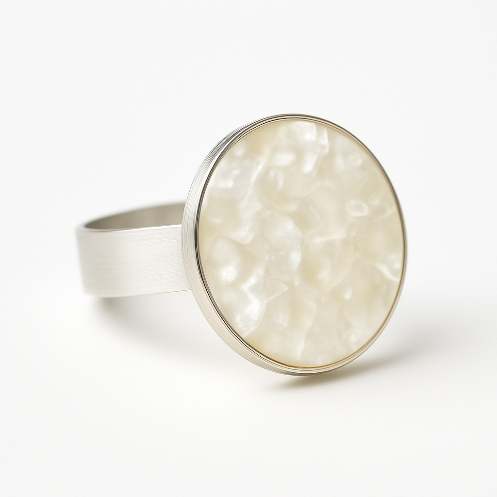 Anel regulável orgonites Redondo de madrepérola branco mother of pearl white em Oferta na Shopee