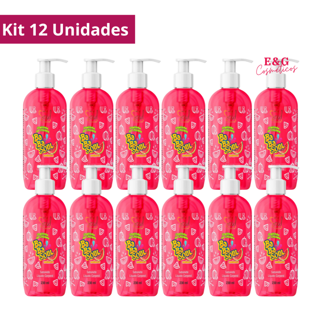 Kit 12 Sabonete Líquido Corporal Babasoul 230ml Soul Cosméticos