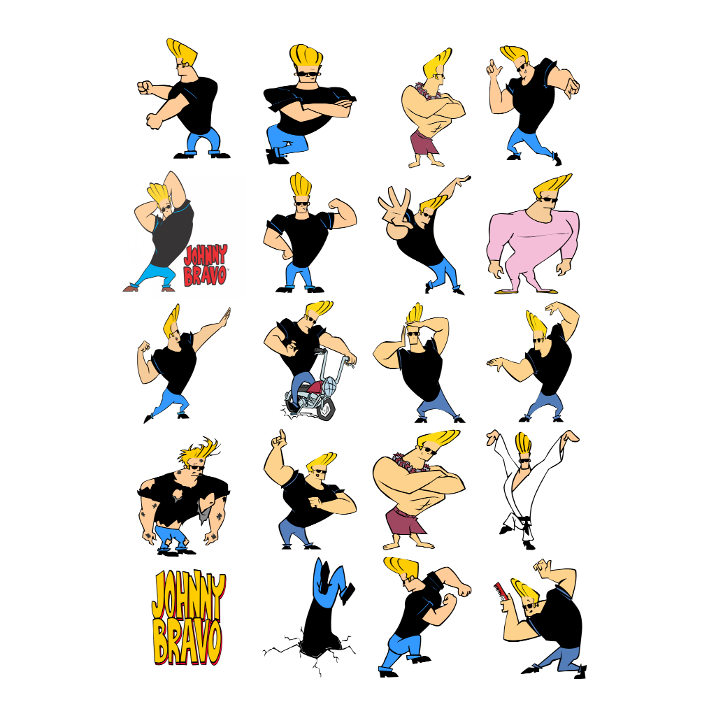 kit 20 Adesivos Johnny Bravo Enfeite Caderno Menino Menina livro notebook
