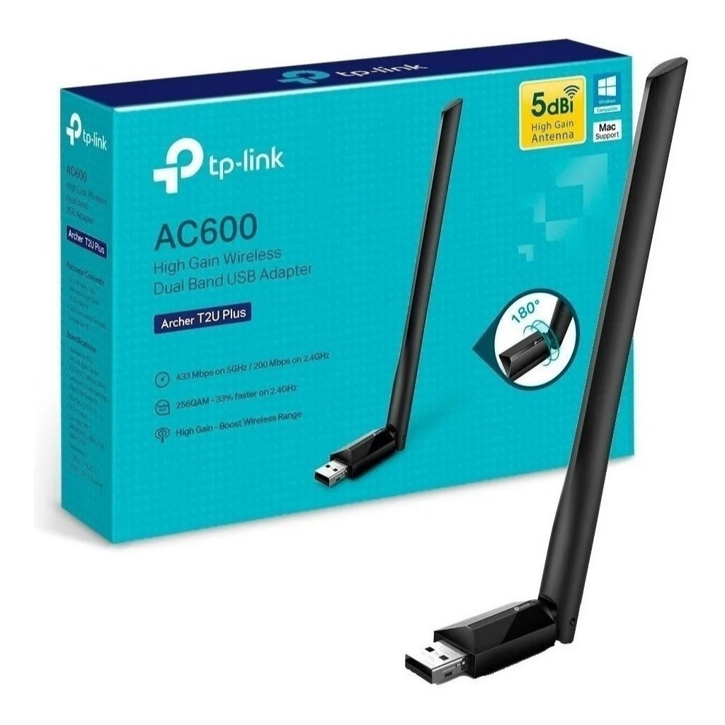 Adaptador Wifi Usb Tp-link Archer T2u Plus Ac600 2.4 / 5ghz