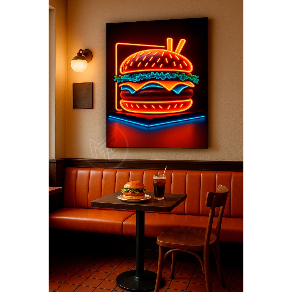 Quadro Decorativo 1 Peça 110x80cm Hamburguer Lanches Abstrato em Oferta na Shopee