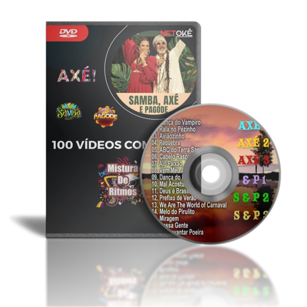 DVD KARAOKE  AXÉ/SAMBA E PAGODE - 100 MÚSICAS REF 20