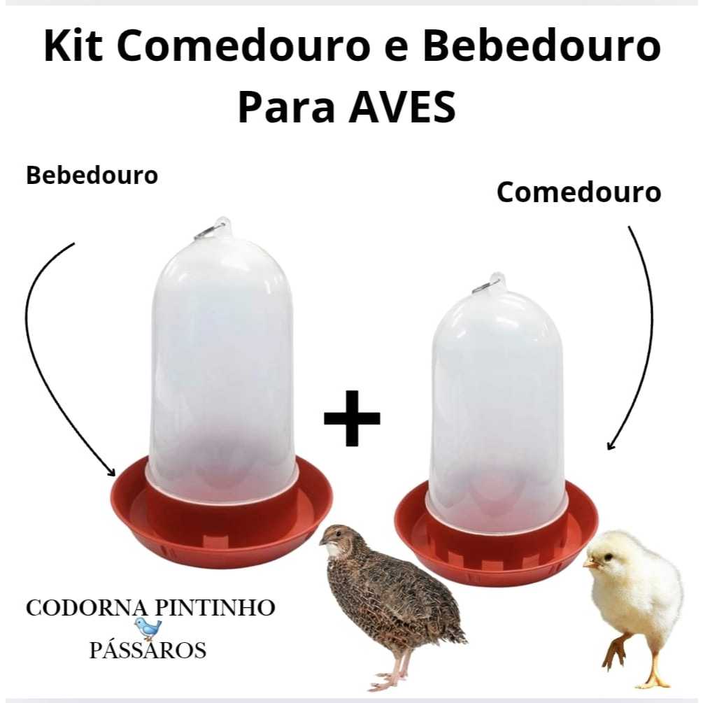 KIT COMEDOUROE BEBEDOURO PARA AVES CODORNA GALINHA E PINTINHO PROMOÇÃO