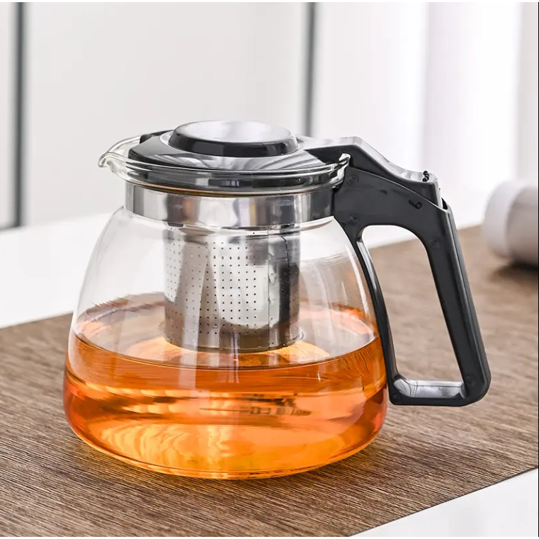 Jarra de Chá 950mL Vidro e Plástico com Infusor Removível Charmosa Decoração