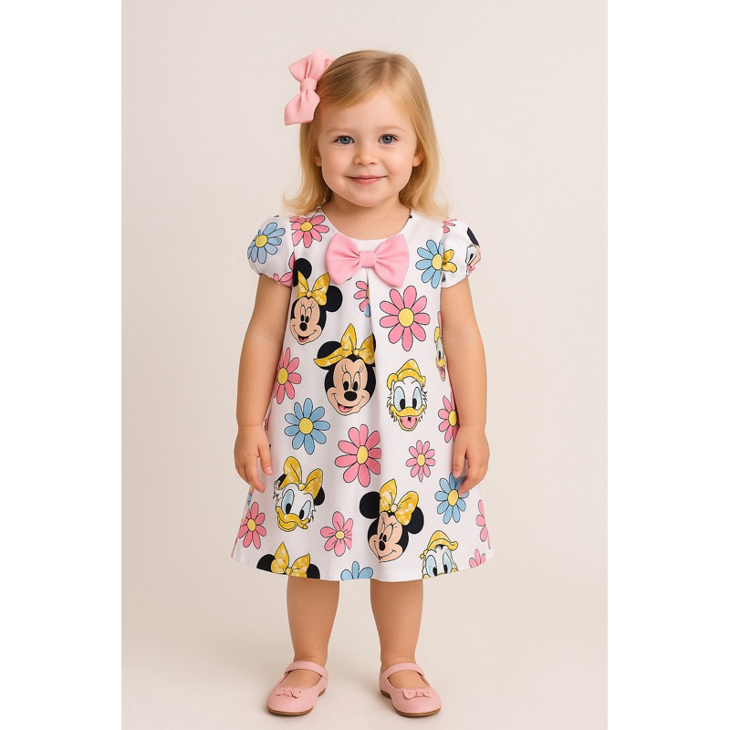 Vestido infantil Minnie e Margarida