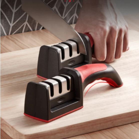 1/2 Amolador Afiador De Facas Em Aço Inox Com 3 Afiadores Amolador De Facas Profissional Promoção
