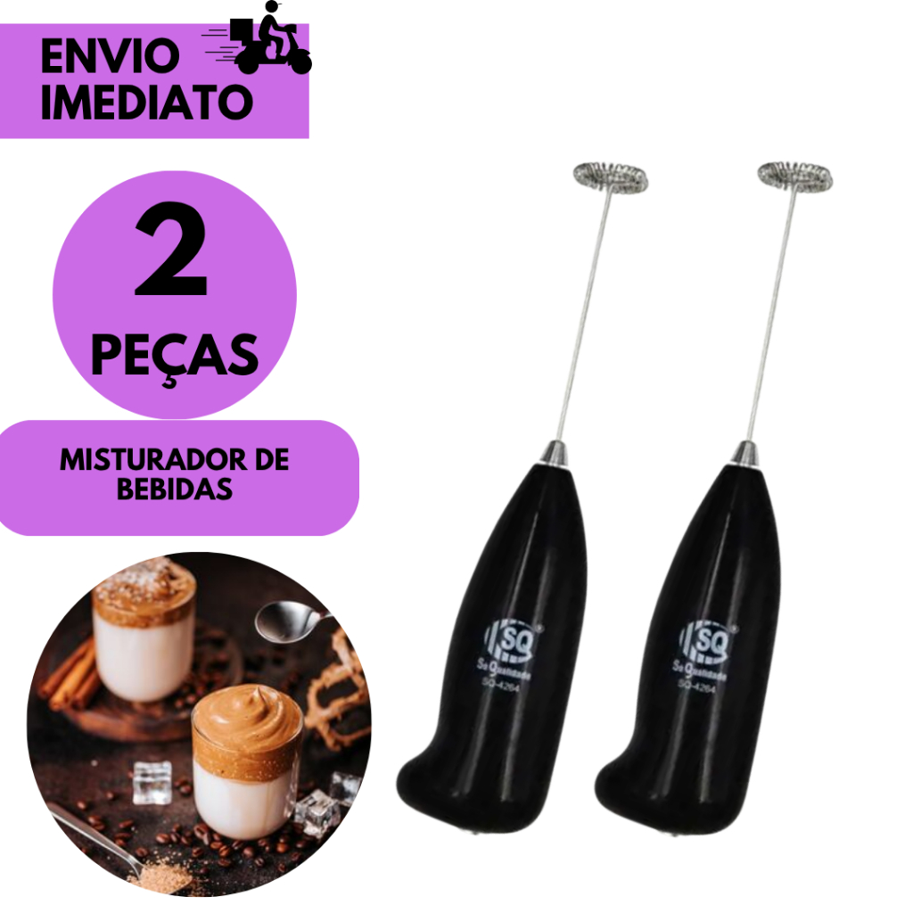 2 ou 1 Misturador De Bebidas A Pilha Automático Portátil Mixer Leite Café Achocolatado Bebidas