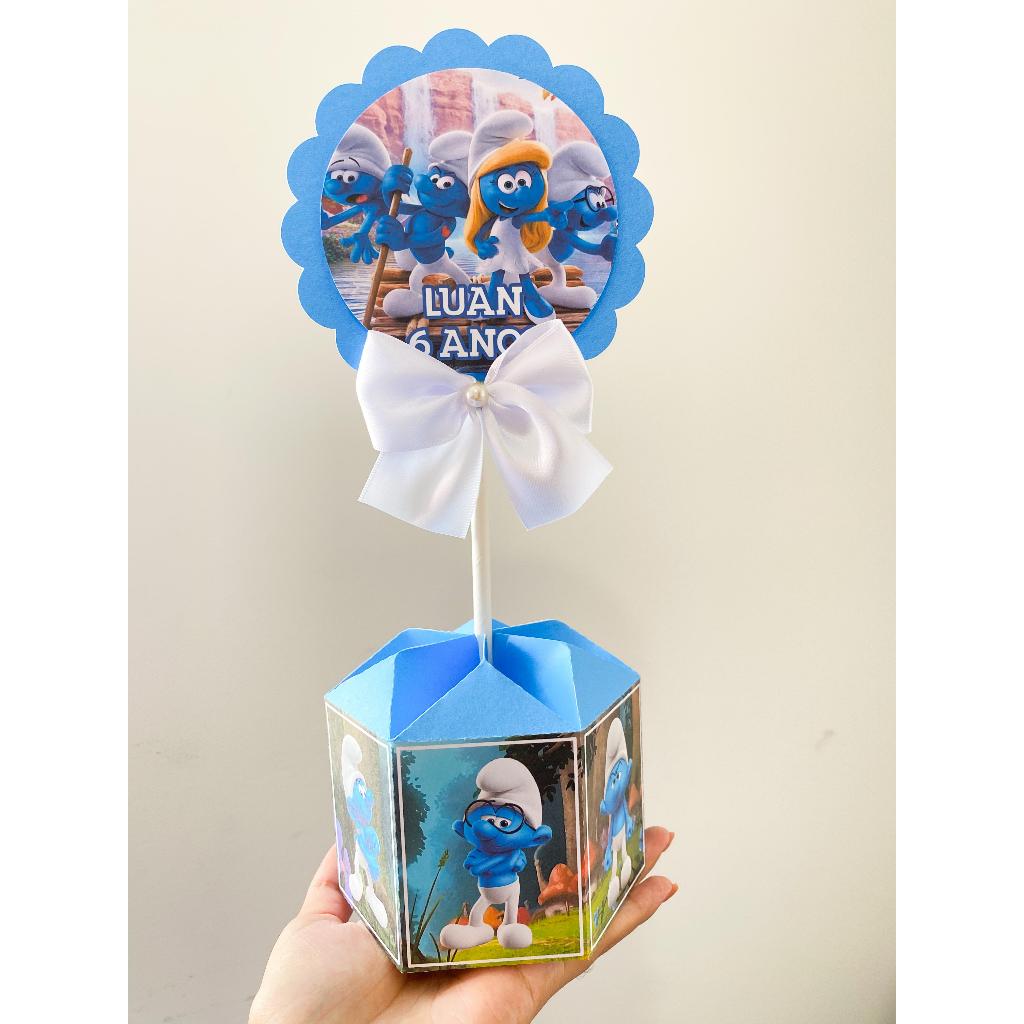ENVIO RÁPIDO Centro de mesa Smurfs | Cachepô | Arranjo de mesa | Lembrancinhas | Festa infantil