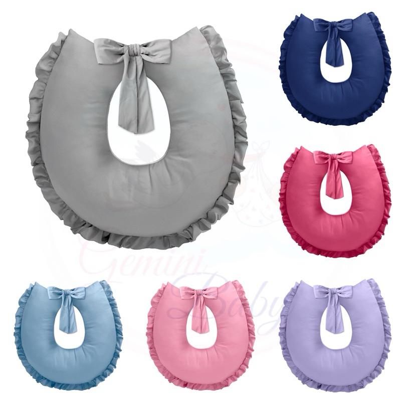 Almofada De Amamentação Com Zíper e Laço 100% Poliéster Menino Menina Cores Lisas