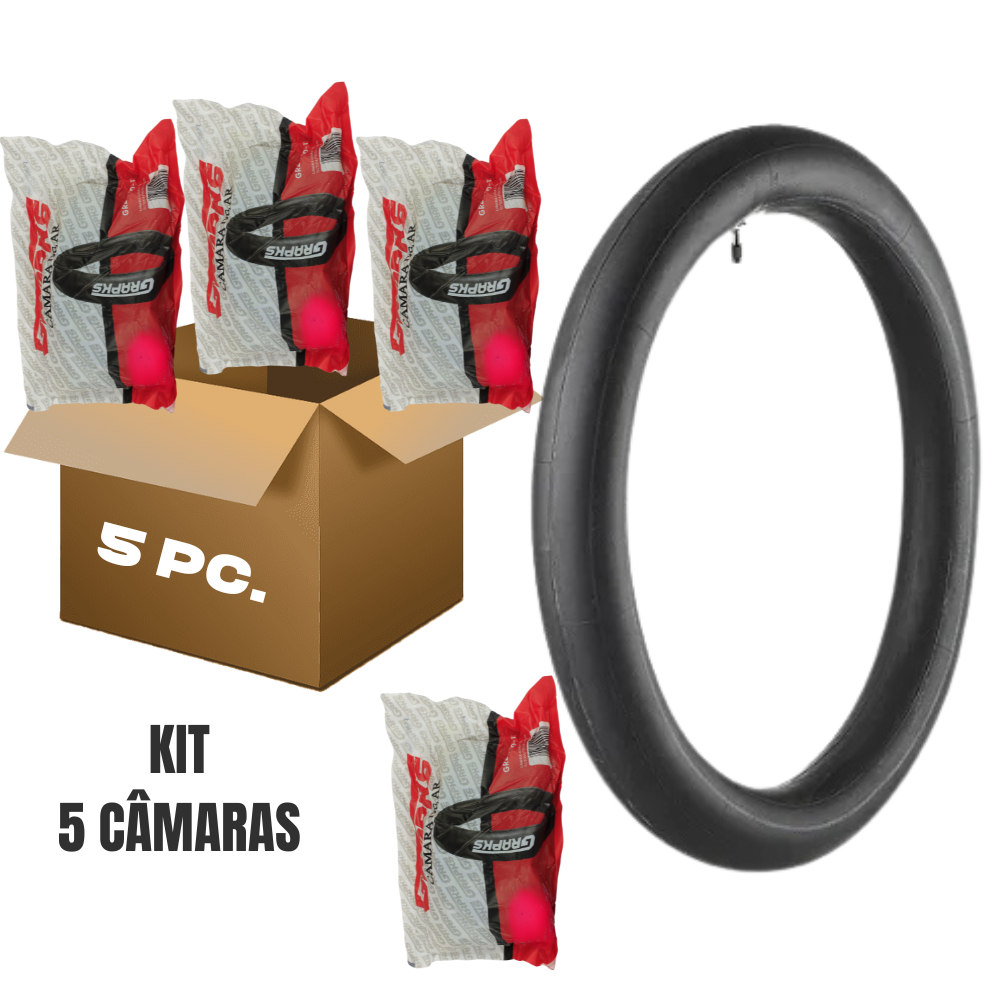 Kit 5 Câmara de Ar Aro 17 - 5 unidades (60/100-17 - 250-17 - 275-17) Moto Biz 100 110 125 Dianteiro